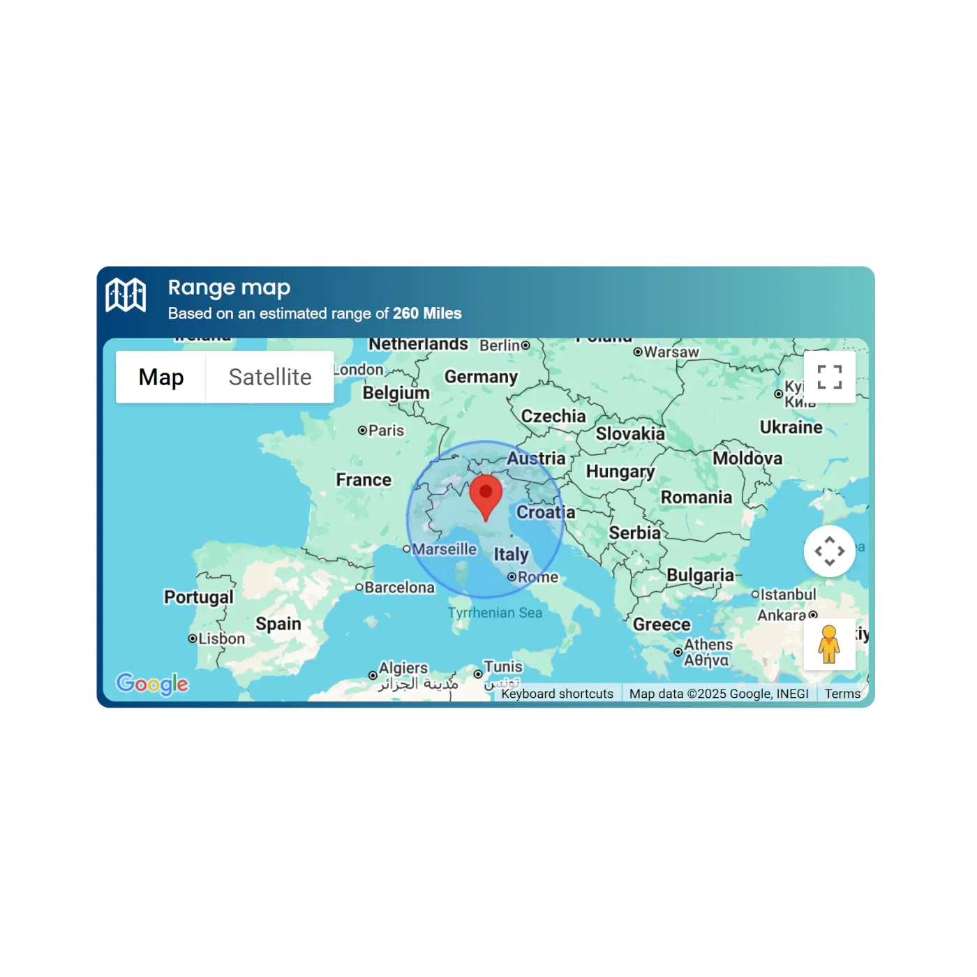 Example Voltest range map widget